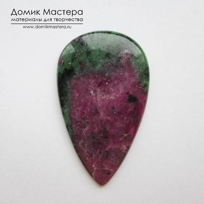 K-K-001863 - цоизит с корундом (поделочное качество), кабошон, натуральный камень, 52х31х4мм