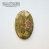 K-K-001865 - фуксит с корундом (поделочное качество) и кианитом, кабошон, натуральный камень, 46х30х5мм