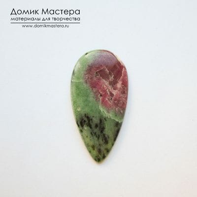 K-K-001871 - цоизит с корундом (поделочное качество), кабошон, натуральный камень, 43х22х4мм