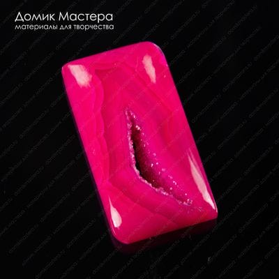 K-K-002018 - агат, кабошон, с друзой, тонирован, натуральный камень, со сквозной жеодой, 42х22х7мм