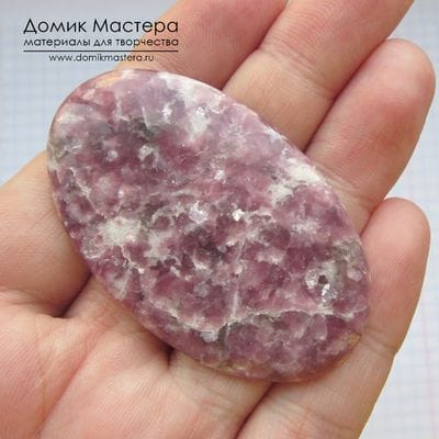K-K-002032 - лепидолит, кабошон, натуральный камень, Африка, 57х34х5мм