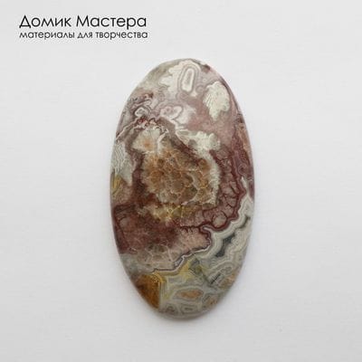 K-K-002042 - агат, кружевной, кабошон, натуральный камень, Мексика, 51х29х5мм