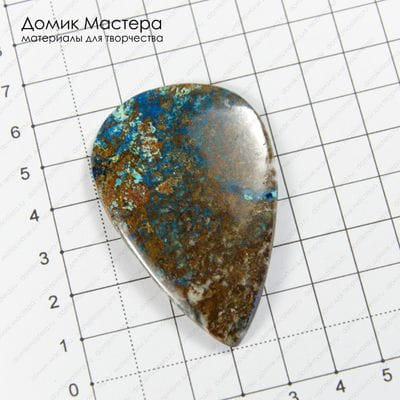 K-K-002069 - азурит, с хризоколлой,  кабошон, натуральный камень, Африка, 61х39х5мм