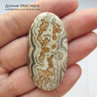 K-K-002233 - агат кружевной, кабошон, натуральный камень, Мексика, 46х24х6мм