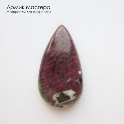 K-K-002246 - цоизит с корундом (поделочное качество) , кабошон, натуральный камень, 41х23х7мм