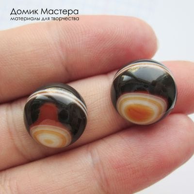 K-K-002253 - агат, пара кабошонов, тонирован, натуральный камень, 14х4мм и 14х6мм