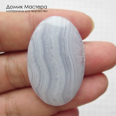 K-K-002285 - сапфирин (голубой агат), кабошон,  натуральный камень,  38х24х5мм