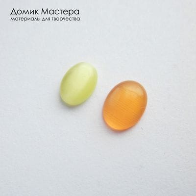 K-K-002297 - стекло, пара кабошонов,  эффект "кошачьего глаза", 5х7х2мм и 8х6х3мм