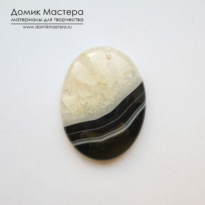 K-Kul-000709 - агат, кабошон с друзой, тонирован, 39х29х6мм