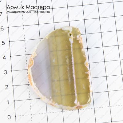 K-Kul-000779 - агат, подвеска, срез, натуральный камень, слегка тонирован розовым,  полупрозрачный, 56х40х5мм