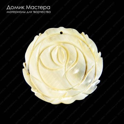 K-Kul-000793 - перламутр, подвеска, резная, роза, натуральный камень, 49мм