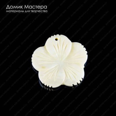 K-Kul-000794 - перламутр, резная подвеска, цветок, натуральный камень, 32х34х4мм