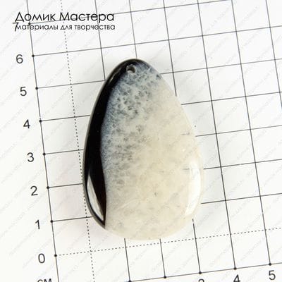 K-Kul-000812 - агат с кварцевой друзой, натуральный камень, подвеска, Африка, 55х35х9мм