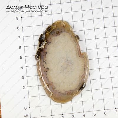 K-Kul-000824 - агат, срез, подвеска, с друзой,  полупрозрачный центр, 85х52х4мм