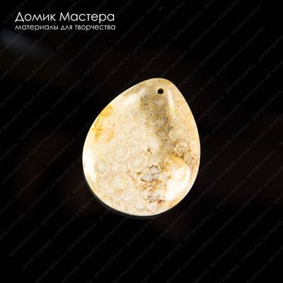 K-Kul-000836 - коралл окаменелый, подвеска, натуральный камень, двояковыпуклая. двусторонняя