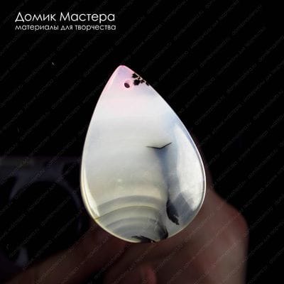 K-Kul-000883 - агат, двусторонняя, двояковыпуклая подвеска, полупрозрачная, натуральный камень, верхняя часть слегка тонирована, 43х29х7мм