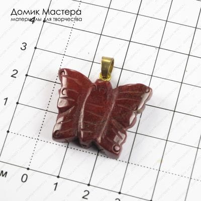 K-Kul-000908 - резная подвеска, яшма, двусторонняя, 24х31х6мм