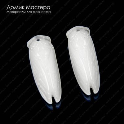 K-Kul-000917 - пара подвесок, стекло, резная, цикада, ,  32х11х11мм