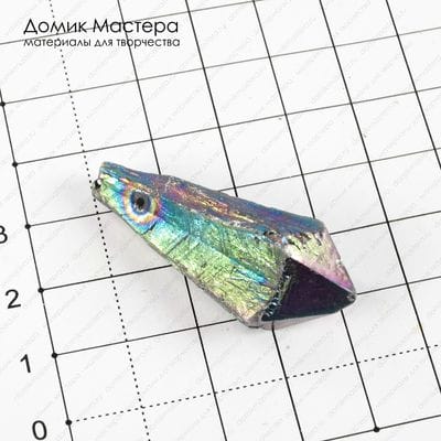 K-Kul-000927 - кварц, подвеска, кристалл, титановое напыление, натуральный камень, 39х16х15мм