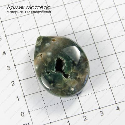 K-Kul-000932  - яшма океаническая, подвеска,  натуральный камень, 40х32х10мм