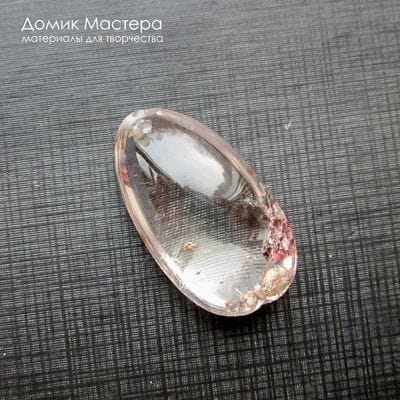 K-Kul-000981 - кварц аквариумный, двояковыпуклая подвеска, натуральный камень с включениями, 28х16х10мм