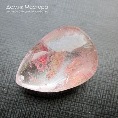K-Kul-000987 - кварц аквариумный, двояковыпуклая подвеска, натуральный камень с включениями