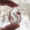 K-Kul-000987 - кварц аквариумный, двояковыпуклая подвеска, натуральный камень с включениями