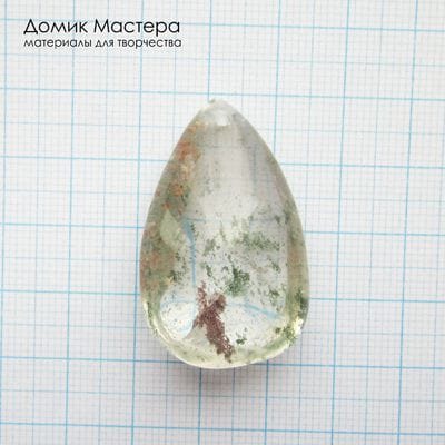 K-Kul-000993 - кварц аквариумный, двояковыпуклая подвеска, натуральный камень с включениями