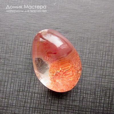 K-Kul-000994 - кварц аквариумный, двояковыпуклая подвеска, натуральный камень с включениями, 28х20х17мм