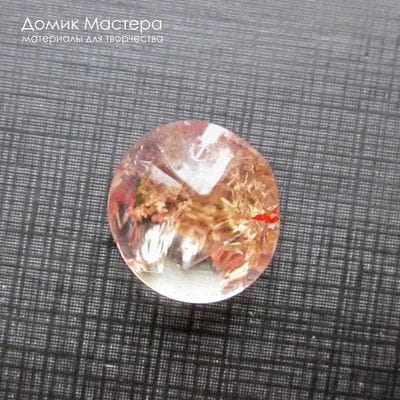 K-Kul-000995 - кварц аквариумный, двояковыпуклая подвеска, натуральный камень с включениями, 15х14х12мм