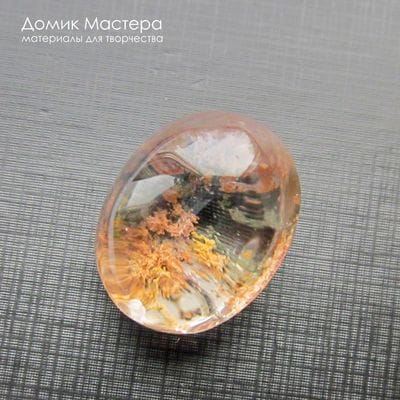 K-Kul-000997 - кварц аквариумный, двояковыпуклая подвеска, натуральный камень с включениями, 22х18х15мм