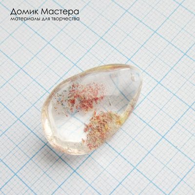 K-Kul-000998 - кварц аквариумный, двояковыпуклая подвеска, натуральный камень с включениями, 27х16х12мм