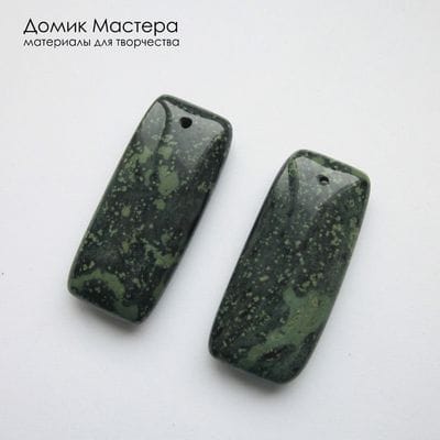 K-Kul-001022 - яшма, пара подвесок, двояковыпуклые, двусторонние, натуральный камень, Африка, 34х14х6мм