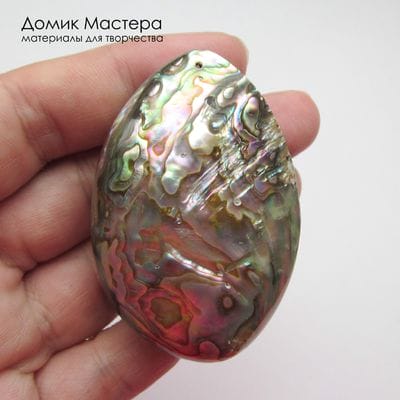 K-Kul-001027 - абалон (халиотис), подвеска, натуральная раковина, двояковыпуклая, двусторонняя, Африка, 22х14х6мм