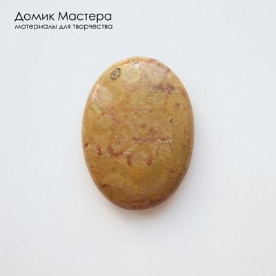K-Kul-001037 - коралл окаменелый, подвеска, двояковыпуклая, двусторонняя,  натуральный камень, Африка