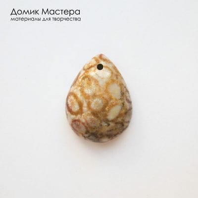 K-Kul-001040 - коралл окаменелый, подвеска, натуральный камень, Африка,  25х19х8мм