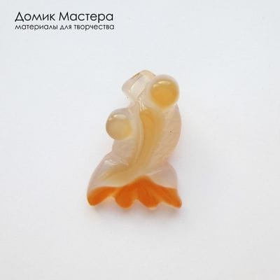 K-Kul-001043 - агат, резная подвеска, рыбка,  натуральный камень, Африка,  29х20х11мм