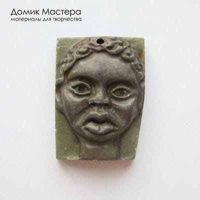 K-Kul-001047 - яшма, резная подвеска,  натуральный камень, 37х27х9мм