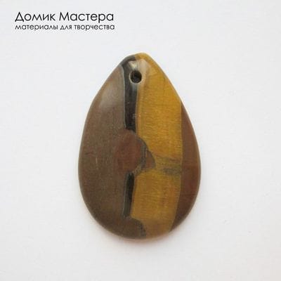 K-Kul-001049 - тигровый глаз, подвеска,  натуральный камень, Африка, 41х27х5мм