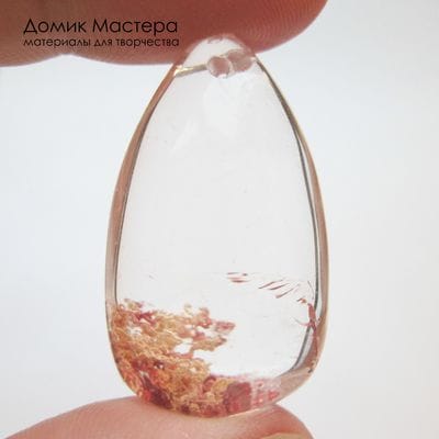 K-Kul-001053 - кварц аквариумный (фантомный), подвеска,  прозрачный, с включениями, натуральный камень, 35х22х13мм
