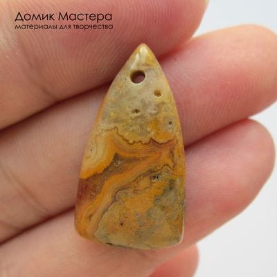 K-Kul-001059 - агат кружевной, подвеска,  натуральный камень, Мексика, 27х15х6мм