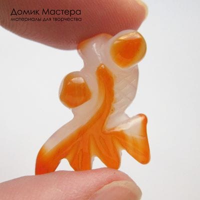 K-Kul-001064 - агат, подвеска,  рыбка резная, натуральный камень, тонирован, 26х19х12мм