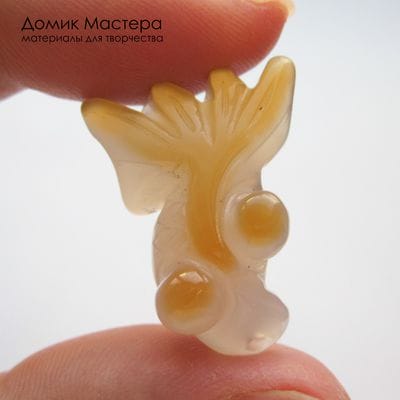 K-Kul-001065 - агат, подвеска,  рыбка резная, натуральный камень, тонирован, 28х20х11мм