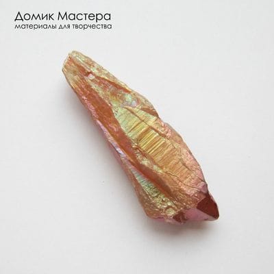 K-Kul-001074 - кварц, кристалл, подвеска, титановое покрытие,  натуральный камень, 53х18х12мм