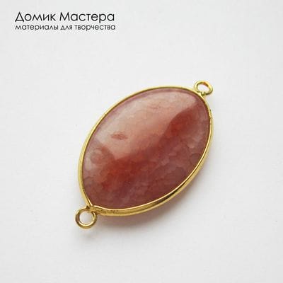 K-Kul-001075 - агат, подвеска (коннектор),  натуральный камень, тонирован, 39х20х6мм (с оправой)