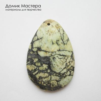 K-Kul-001076 - змеевик, подвеска,  натуральный камень, 55х37х5мм