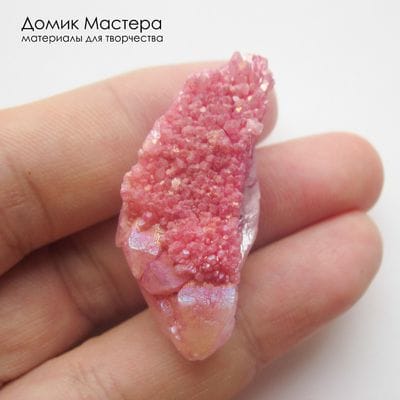 K-Kul-001082 - кварц, кристалл, АВ напыление, подвеска,  натуральный камень, тонирован, 41х17х17мм
