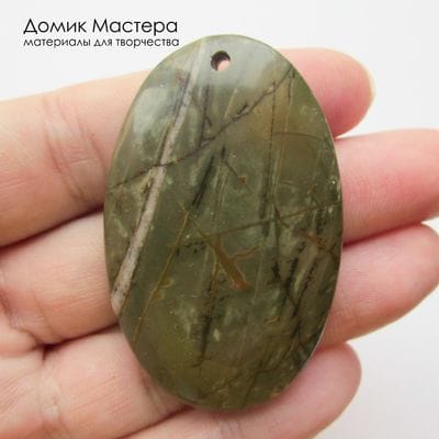 K-Kul-001089 - яшма, подвеска,  натуральный камень, 51х32х7мм