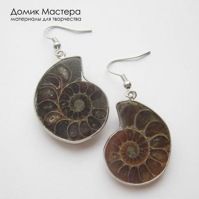 K-Kul-001092 - аммонит, подвеска,  серьги, натуральный камень, 29х24х7мм и 30х25х8мм