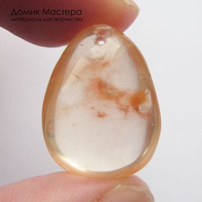 K-Kul-001150 - кварц аквариумный (фантомный), двояковыпуклая подвеска, натуральный камень, 22х16х9мм
